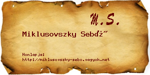 Miklusovszky Sebő névjegykártya